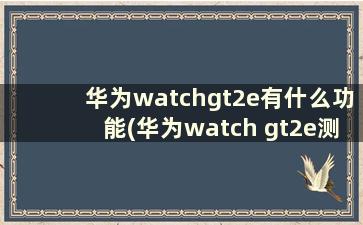 华为watchgt2e有什么功能(华为watch gt2e测评)